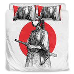 Japanese Samurai Girl Print Duvet Cover Bedding Set