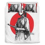 Japanese Samurai Girl Print Duvet Cover Bedding Set