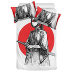 Japanese Samurai Girl Print Duvet Cover Bedding Set