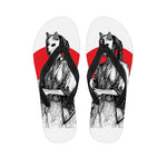 Japanese Samurai Girl Print Flip Flops