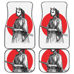 Japanese Samurai Girl Print Front and Back Car Floor Mats