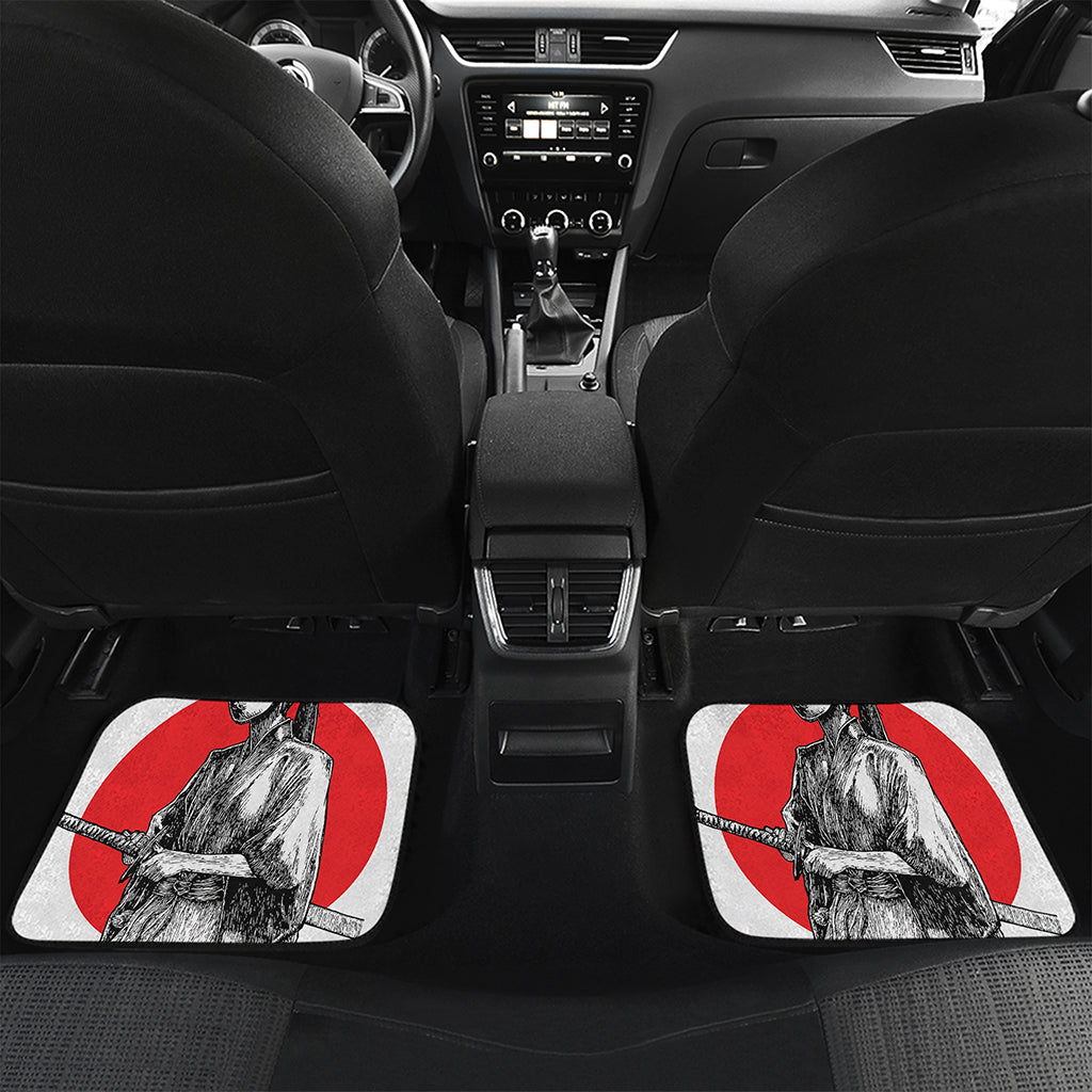 Japanese Samurai Girl Print Front and Back Car Floor Mats