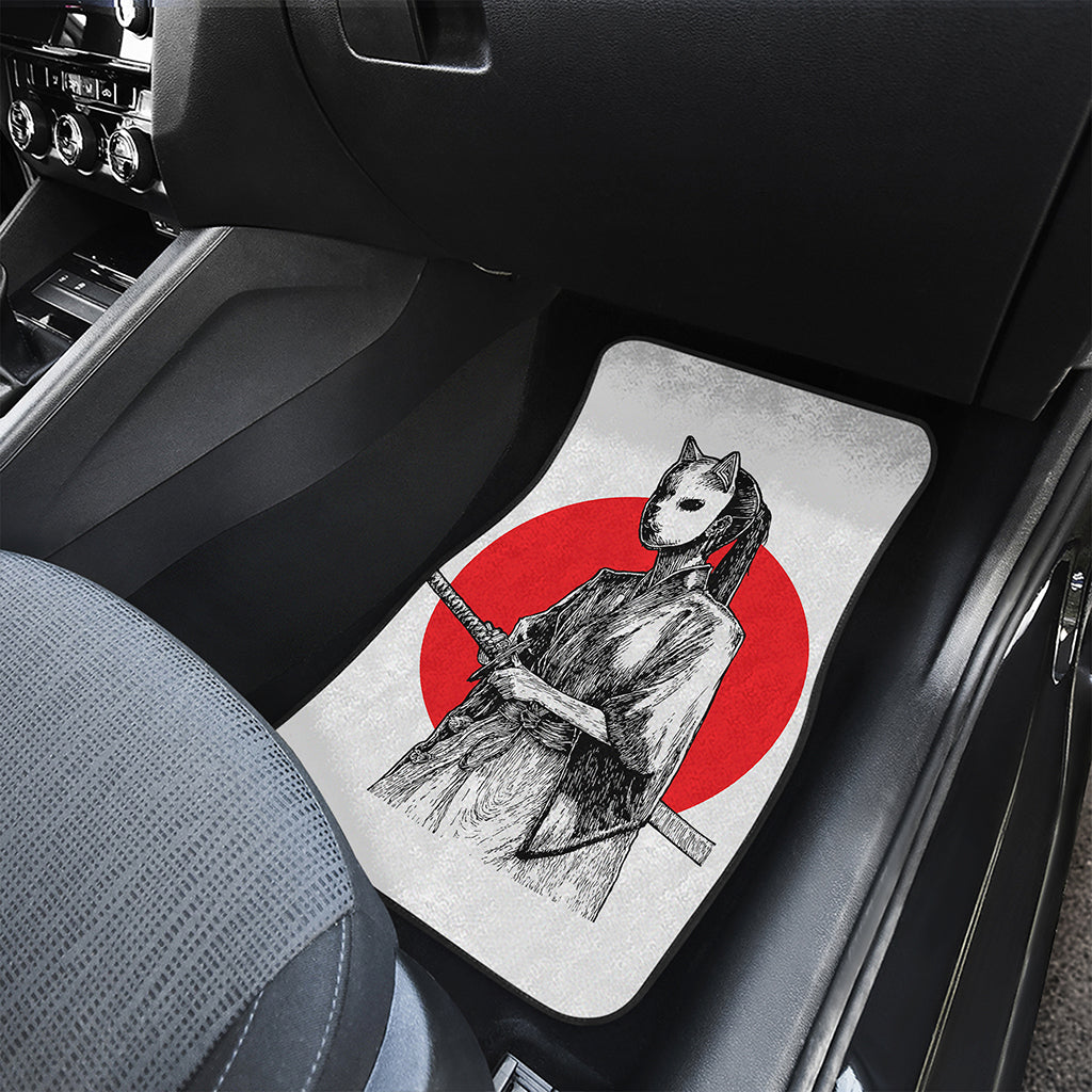 Japanese Samurai Girl Print Front and Back Car Floor Mats