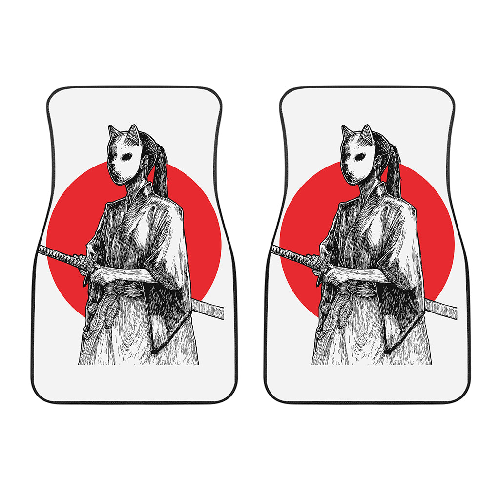 Japanese Samurai Girl Print Front Car Floor Mats