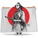 Japanese Samurai Girl Print Hooded Blanket