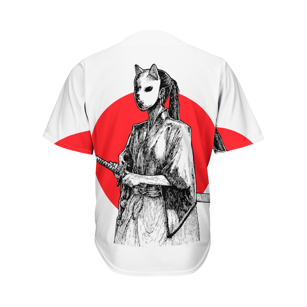 Japanese Samurai Girl Print Men's Baseball Jersey