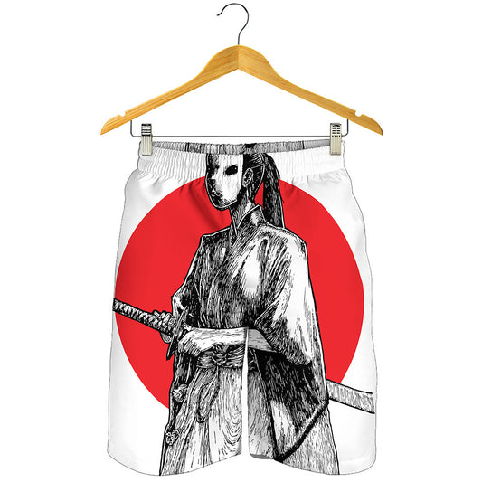 Japanese Samurai Girl Print Men's Shorts
