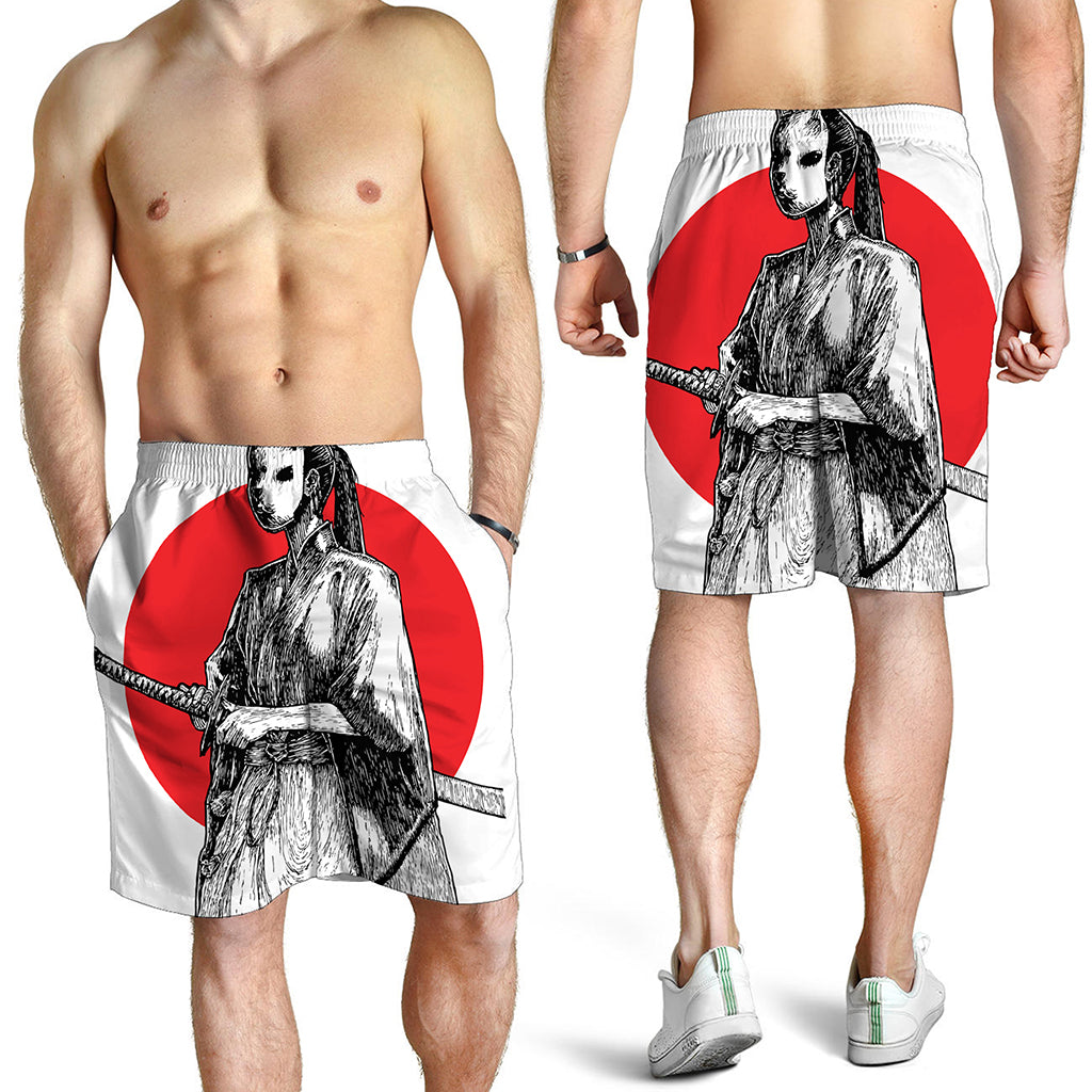 Japanese Samurai Girl Print Men's Shorts