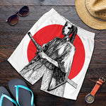 Japanese Samurai Girl Print Men's Shorts