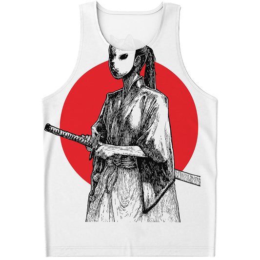 Japanese Samurai Girl Print Men's Tank Top