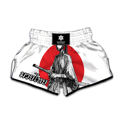 Japanese Samurai Girl Print Muay Thai Boxing Shorts