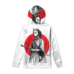 Japanese Samurai Girl Print Pullover Hoodie