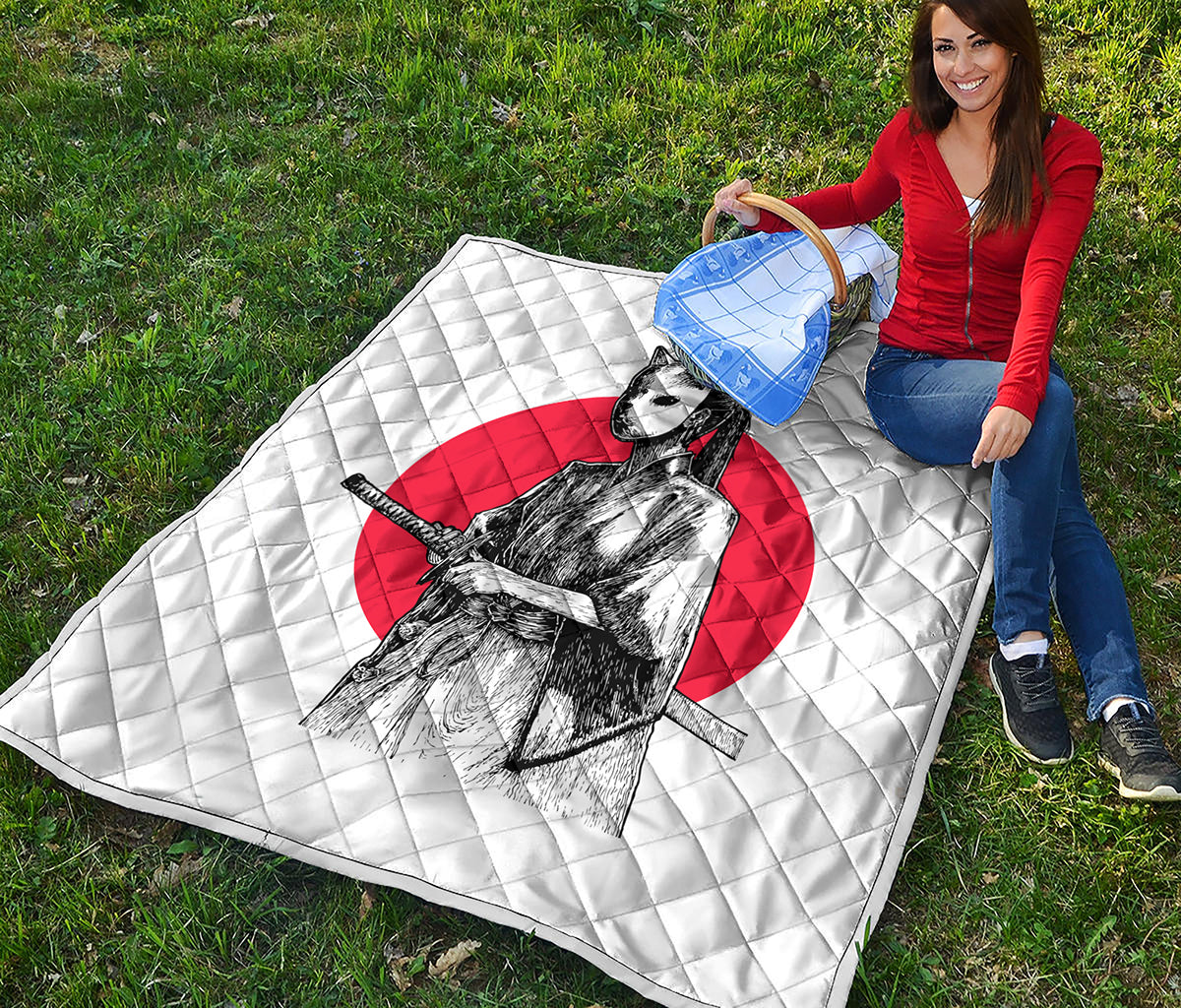 Japanese Samurai Girl Print Quilt