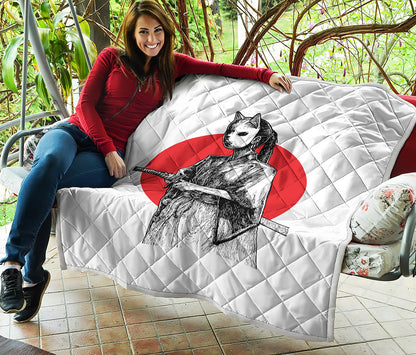 Japanese Samurai Girl Print Quilt