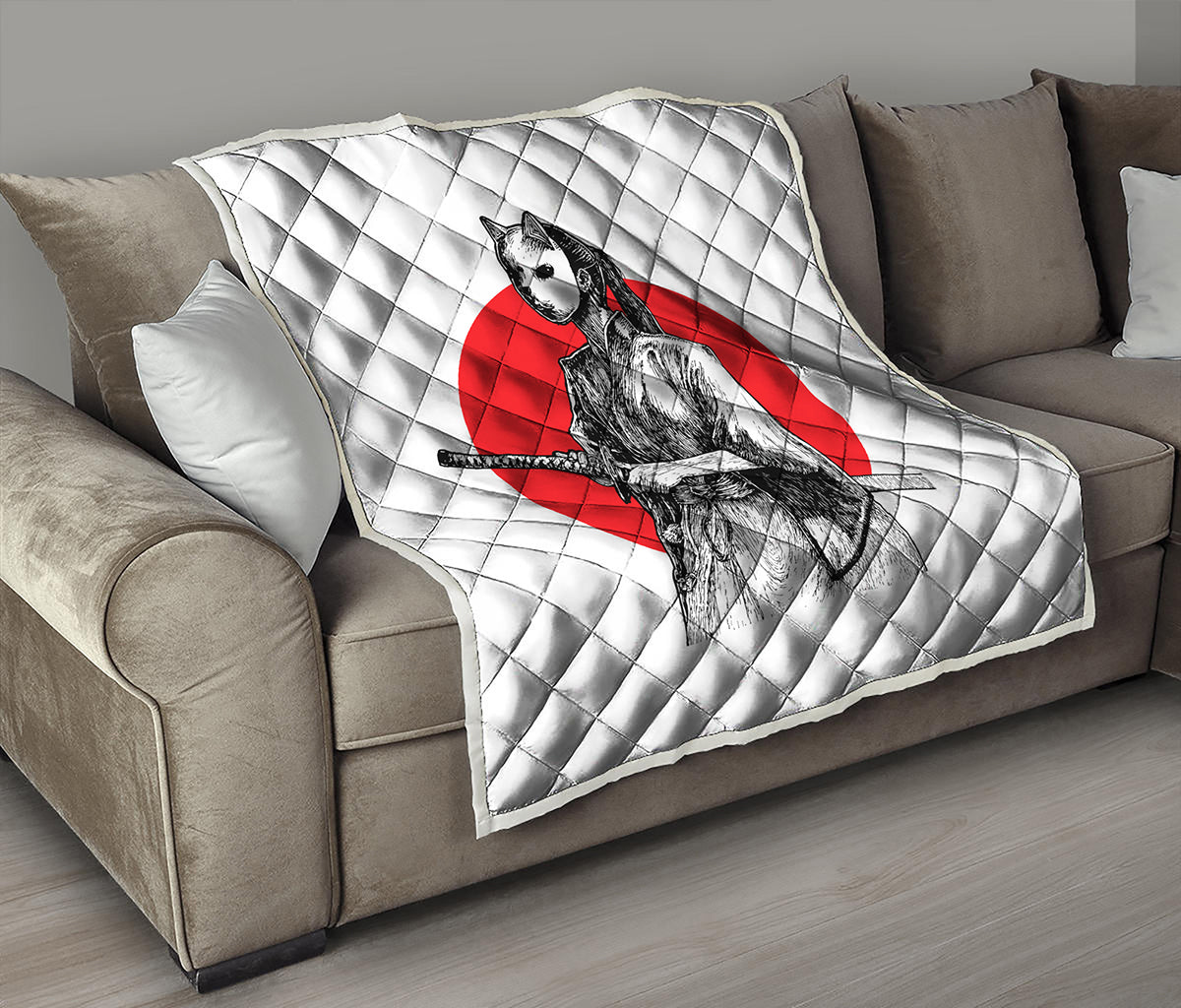 Japanese Samurai Girl Print Quilt