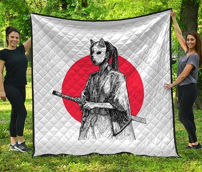 Japanese Samurai Girl Print Quilt
