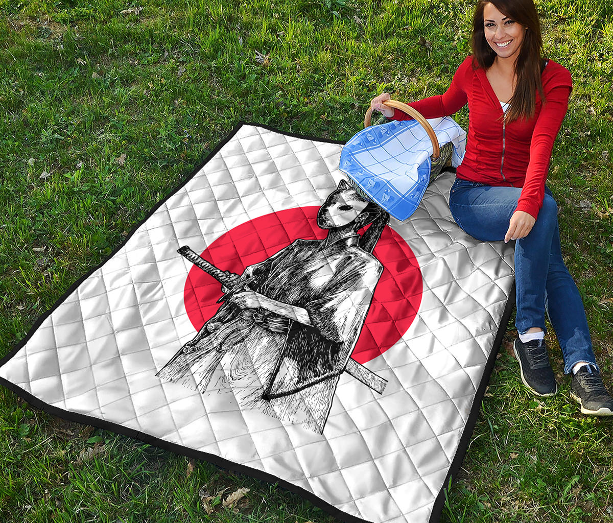 Japanese Samurai Girl Print Quilt