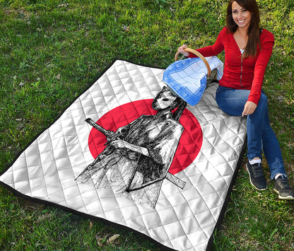 Japanese Samurai Girl Print Quilt