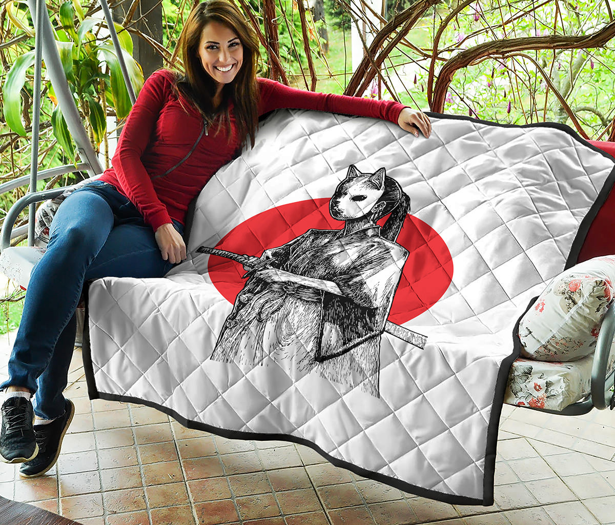Japanese Samurai Girl Print Quilt
