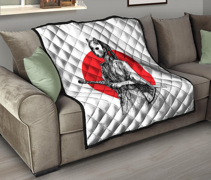 Japanese Samurai Girl Print Quilt