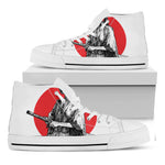 Japanese Samurai Girl Print White High Top Shoes