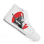 Japanese Samurai Girl Print White High Top Shoes