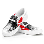 Japanese Samurai Girl Print White Slip On Shoes