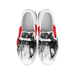 Japanese Samurai Girl Print White Slip On Shoes