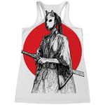 Japanese Samurai Girl Print Women's Racerback Tank Top