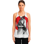 Japanese Samurai Girl Print Women's Racerback Tank Top
