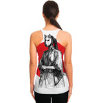 Japanese Samurai Girl Print Women's Racerback Tank Top