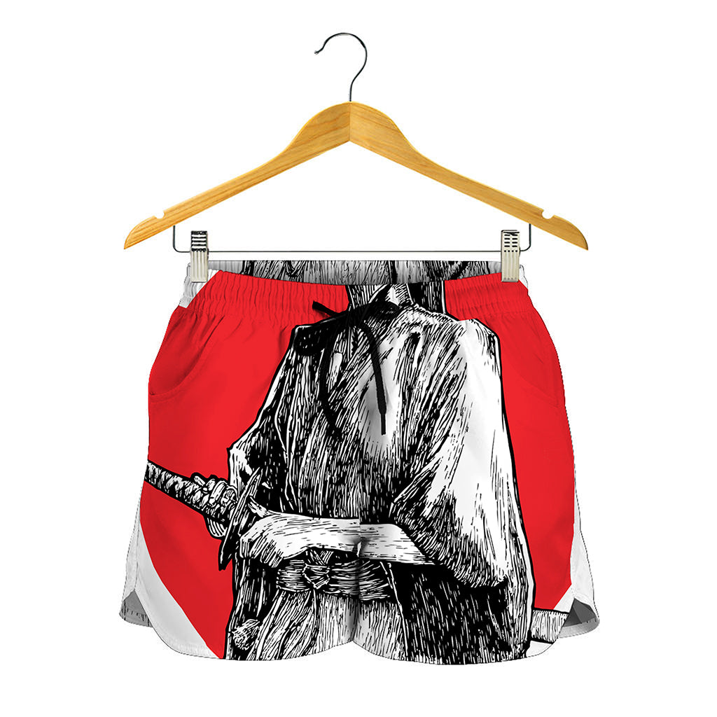 Japanese Samurai Girl Print Women's Shorts