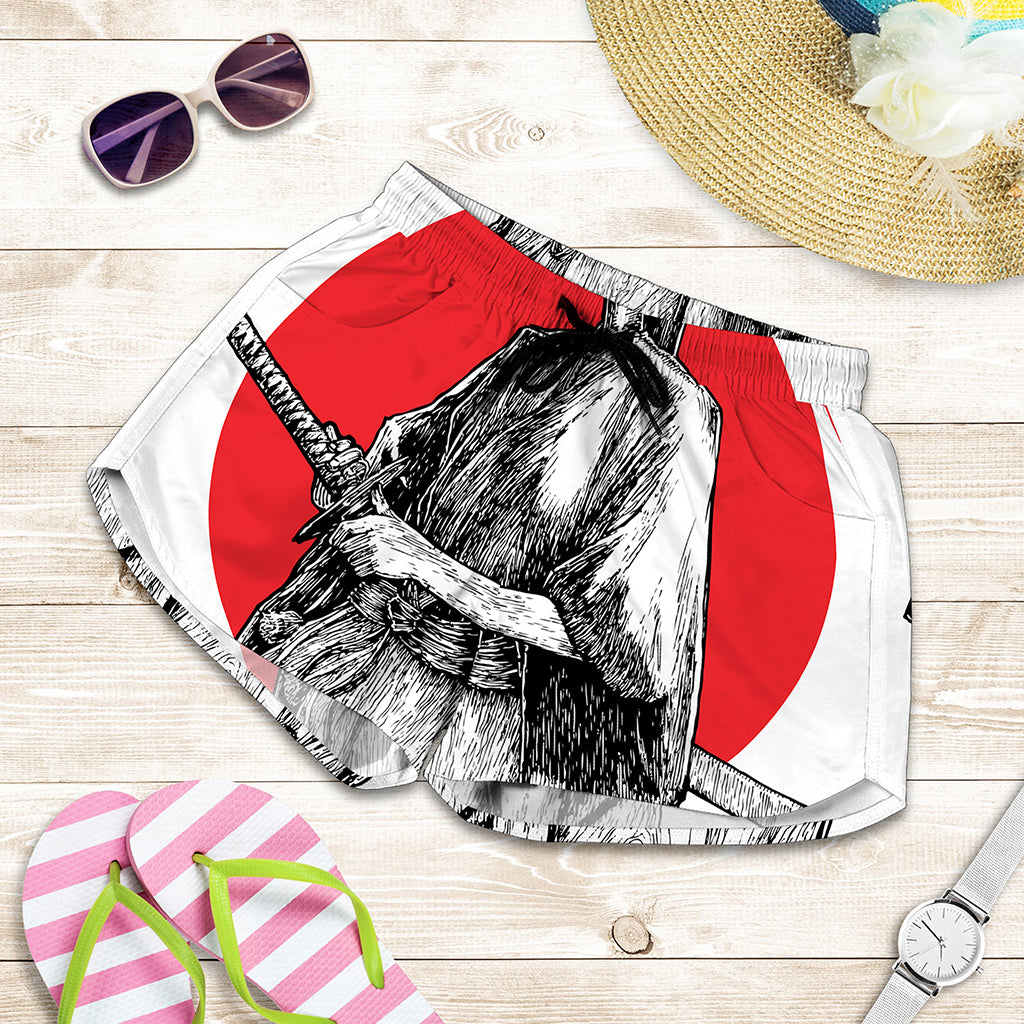 Japanese Samurai Girl Print Women's Shorts