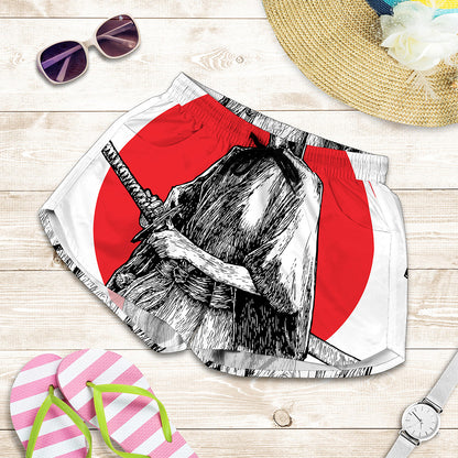 Japanese Samurai Girl Print Women's Shorts