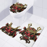 Japanese Samurai Helmet Print 3 Piece Bath Mat Set