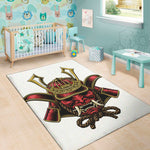 Japanese Samurai Helmet Print Area Rug