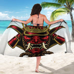 Japanese Samurai Helmet Print Beach Sarong Wrap