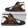 Japanese Samurai Helmet Print Black High Top Sneakers
