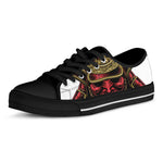 Japanese Samurai Helmet Print Black Low Top Shoes 
