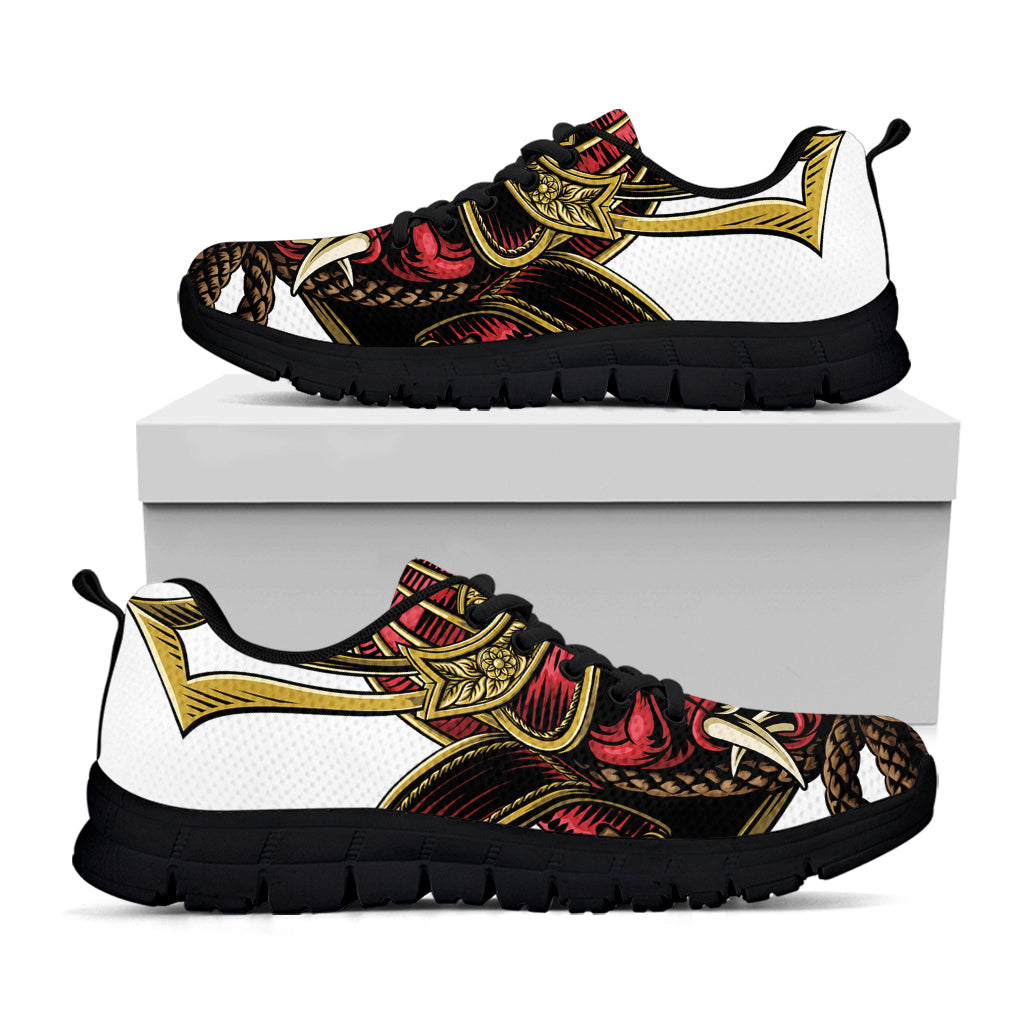 Japanese Samurai Helmet Print Black Sneakers