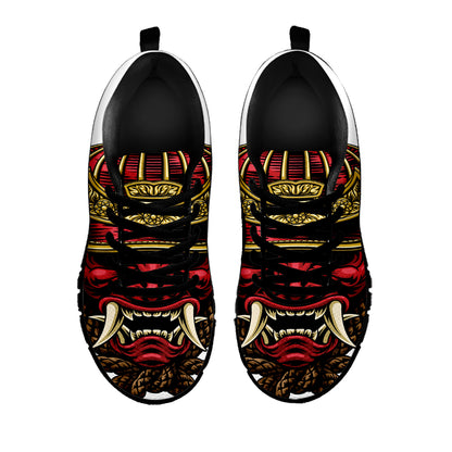 Japanese Samurai Helmet Print Black Sneakers