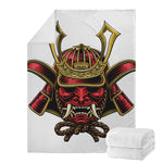 Japanese Samurai Helmet Print Blanket