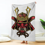 Japanese Samurai Helmet Print Blanket