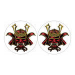 Japanese Samurai Helmet Print Car Coasters