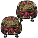 Japanese Samurai Helmet Print Car Headrest Covers