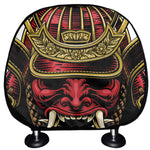 Japanese Samurai Helmet Print Car Headrest Covers
