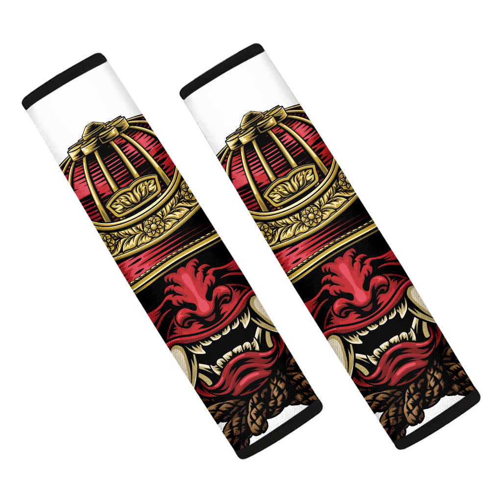 Japanese Samurai Helmet Print Car Seat Belt Covers