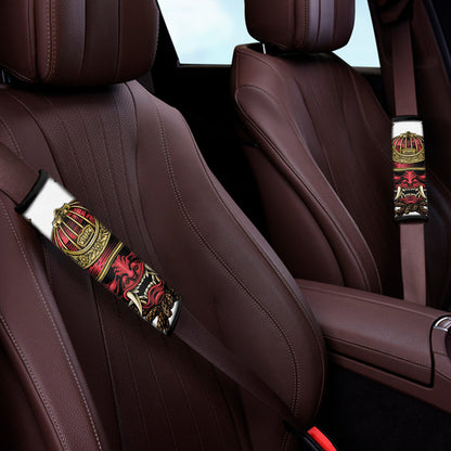 Japanese Samurai Helmet Print Car Seat Belt Covers