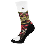 Japanese Samurai Helmet Print Crew Socks