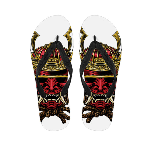 Japanese Samurai Helmet Print Flip Flops